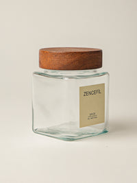 Lilu acacia kruidenpotjes vierkant | incl. etiketten | 6 stuks | 300 ml
