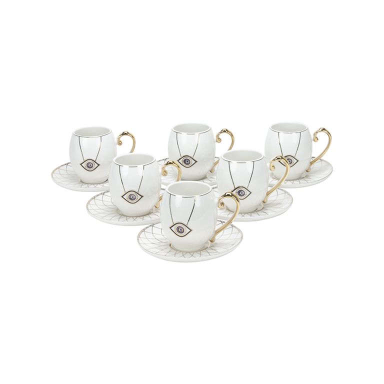 Nazar collectie koffiekopjes set | 12-delig | wit