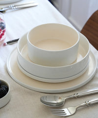 Noa Beige White Serviesset 24-delig – Steengoed Dinerset voor 6 Personen