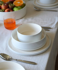 Noa Beige White Serviesset 24-delig – Steengoed Dinerset voor 6 Personen