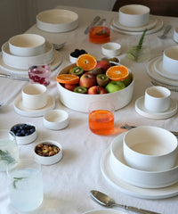 Noa Beige White Serviesset 24-delig – Steengoed Dinerset voor 6 Personen