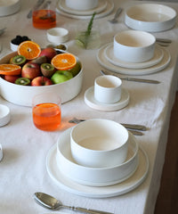 Noa Beige White Serviesset 24-delig – Steengoed Dinerset voor 6 Personen