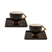 Karaca Art Deco 2-persoons koffiekopjes set | zwart