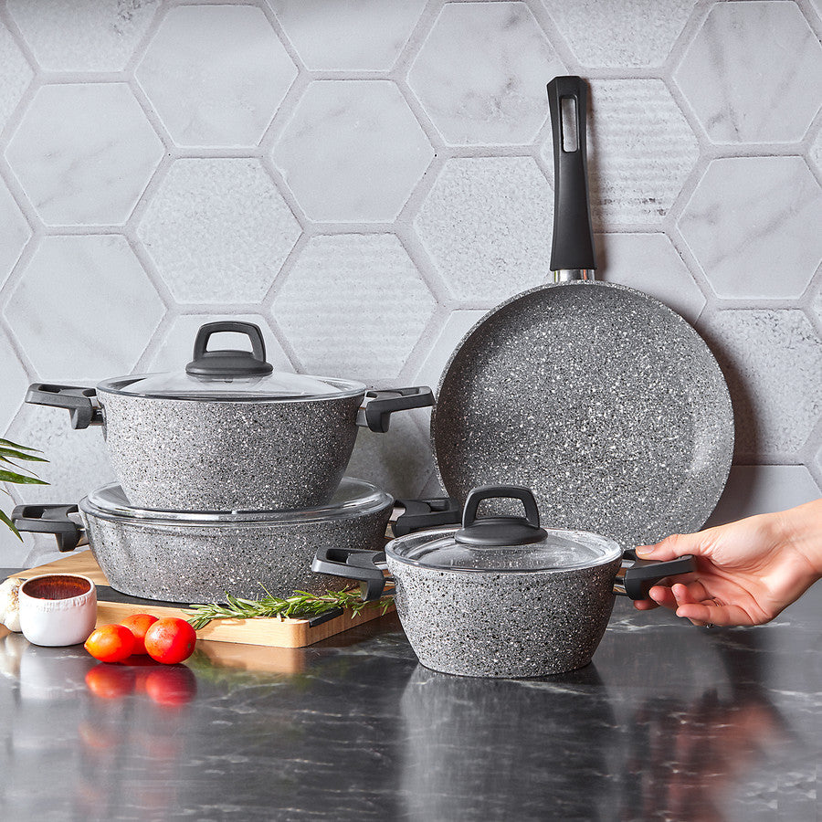 Karaca Gris Biogranit 7-delige pannenset