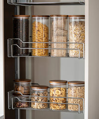 Voorraadpot Stripe met acaciadeksel | 2 stuks | 1500 ml
