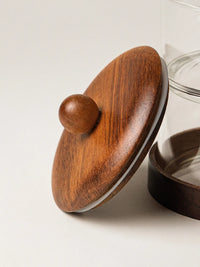 Cavo glazen opbergpot met acacia houten deksel en houder – 2-Laags