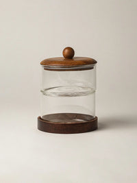 Cavo glazen opbergpot met acacia houten deksel en houder – 2-Laags