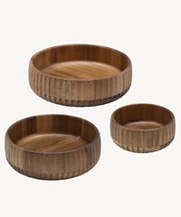 Acacia Curve Serveerschaal – Houten Kom met Ribbelstructuur