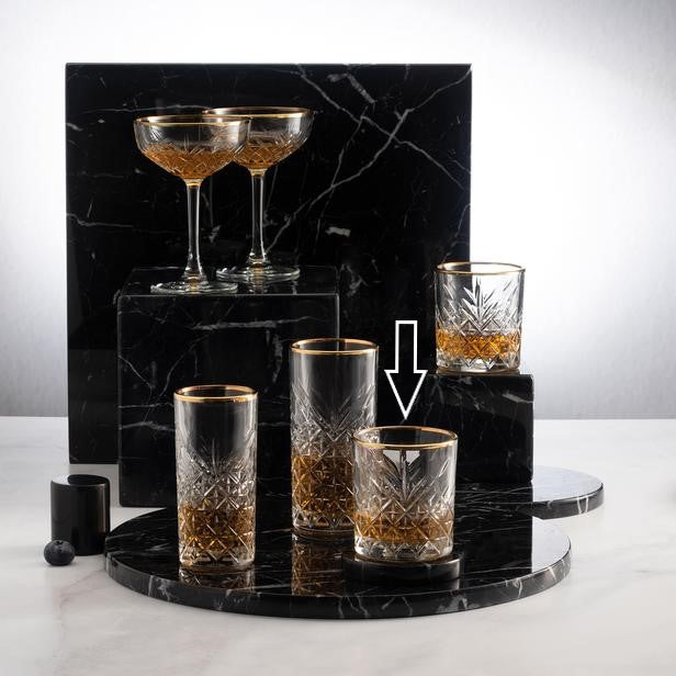 Pasabahce Timeless whiskey glazen golden touch | 4 stuks | 345 cc