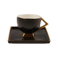 Karaca Art Deco 2-persoons koffiekopjes set | zwart