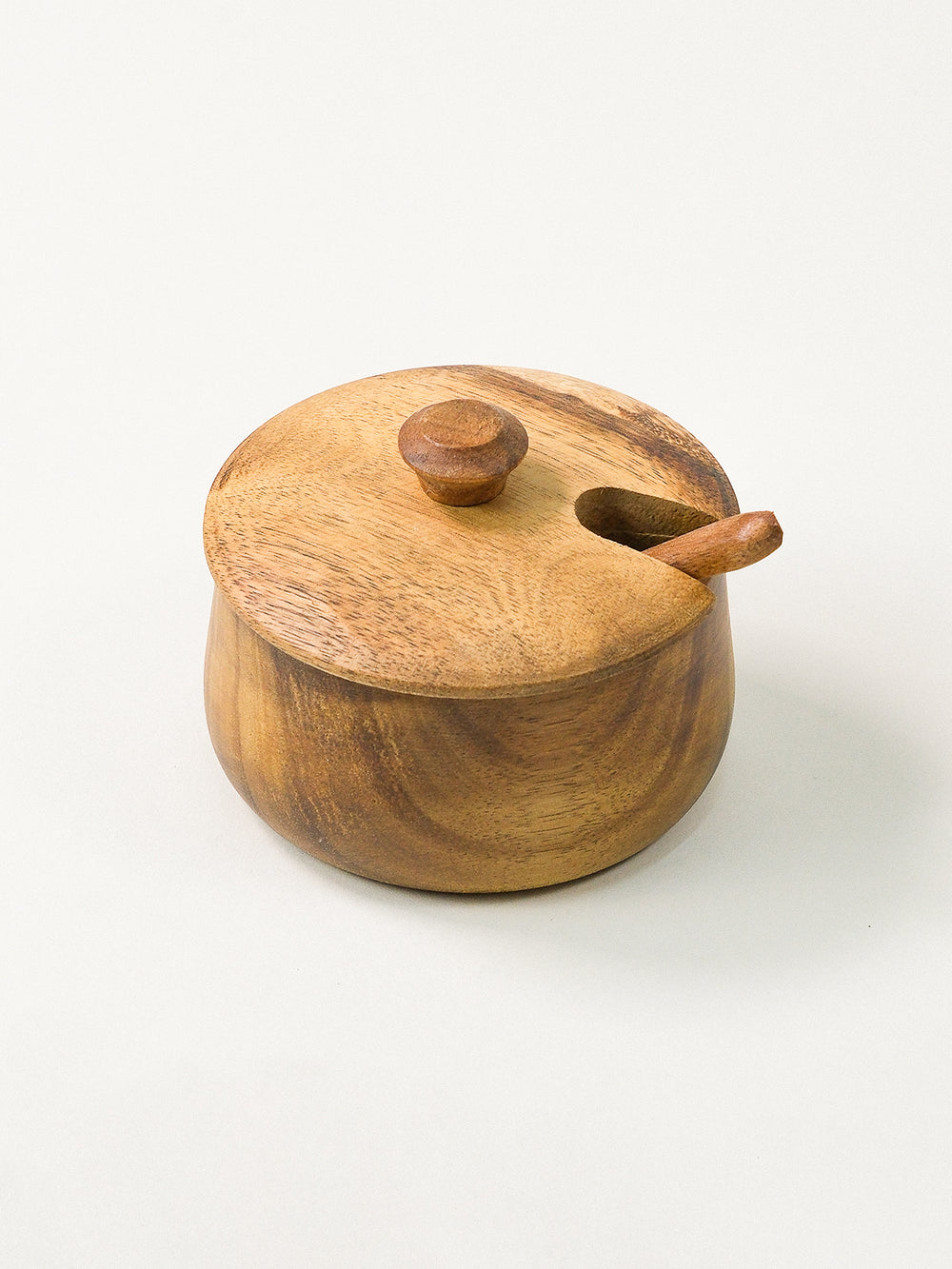 Acacia houten kruidenpot met deksel en lepel | 9 cm