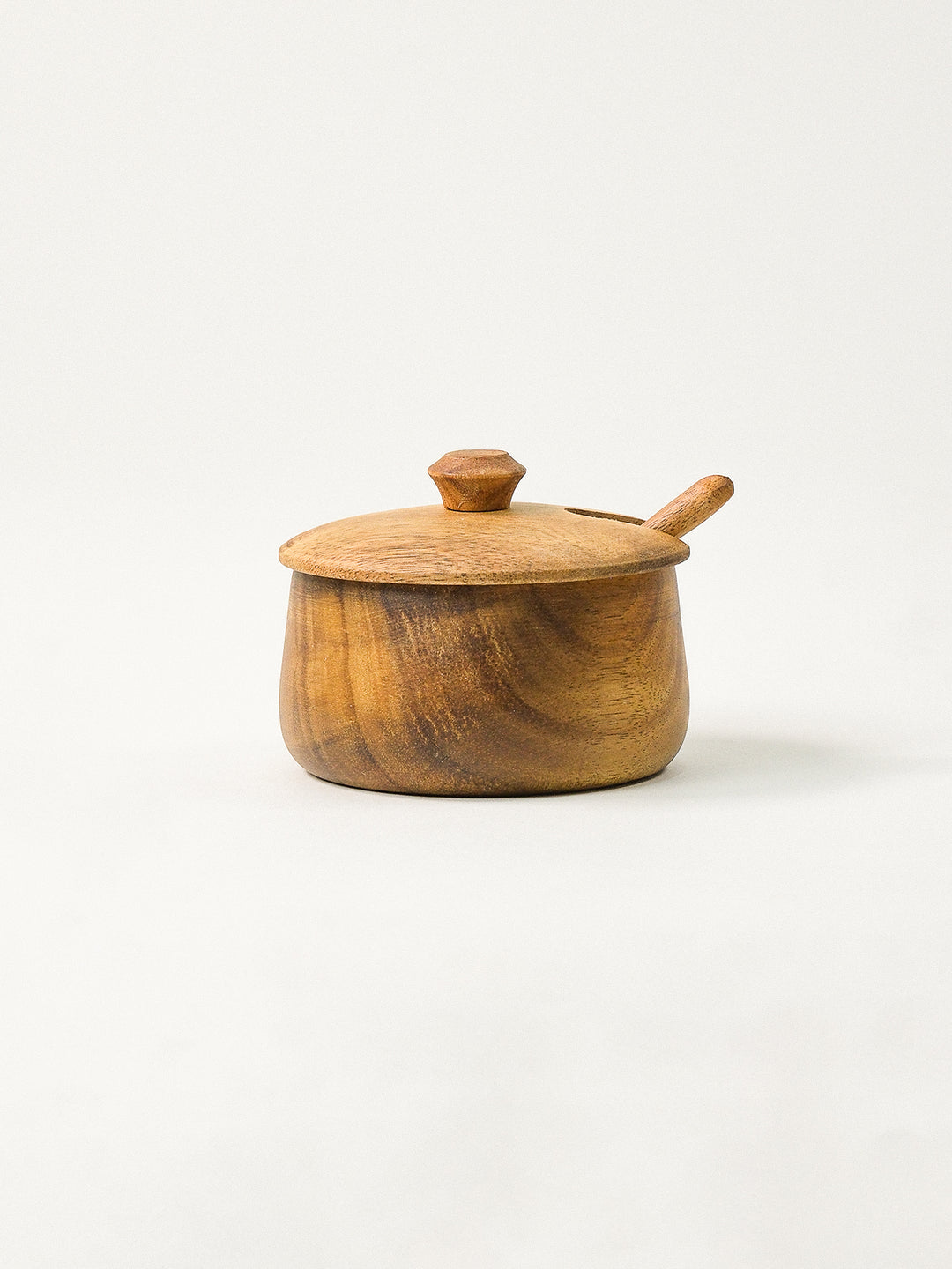 Acacia houten kruidenpot met deksel en lepel | 9 cm
