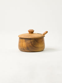 Acacia houten kruidenpot met deksel en lepel | 9 cm