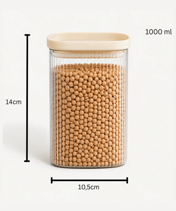 Quadro Stripe Geribbelde Glazen Voorraadpot 1000 ml