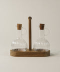 Acacia houten olie-en-azijnstel | Borosilicaatglas