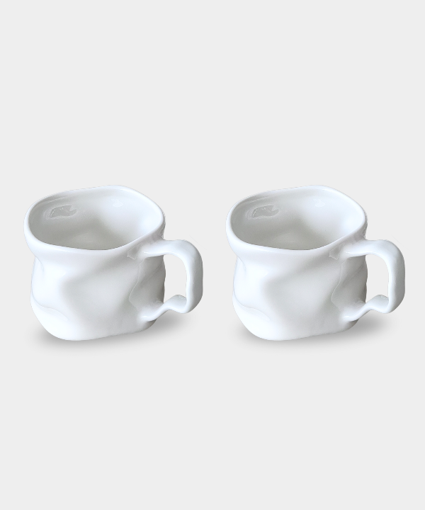 Diamond wave mok met oor | 2 stuks | Wit