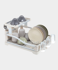 Aluminium afdruiprek met lekbak & bestekhouder