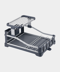 Aluminium afdruiprek met lekbak & bestekhouder