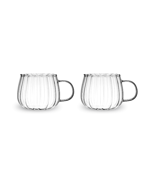 Stripe pompoen glazen klein | 2 stuks | 250 ml