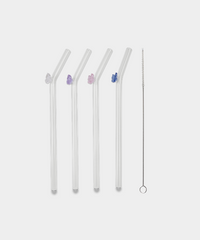 Glazen rietjes met vlinderdetail – Set van 4 stuks