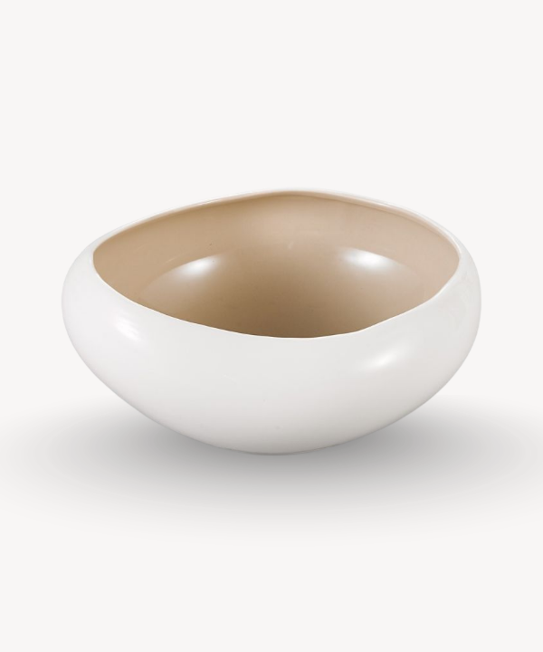 Bricard Barles porseleinen saladekom | Beige-wit | 23 cm
