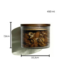 Voorraadpot Stripe met acaciadeksel | 2 stuks | 450 ml