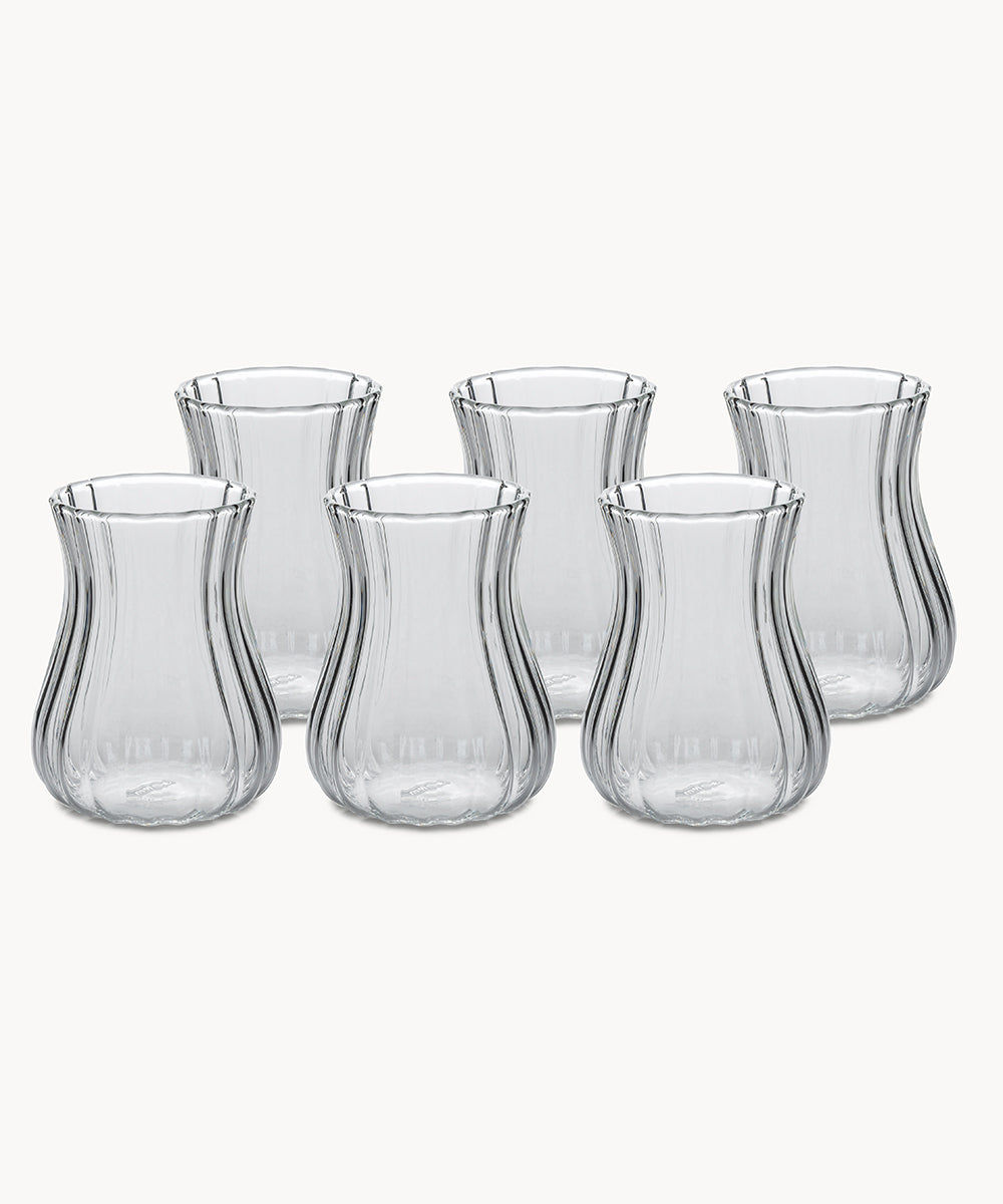 Tulip stripe theeglas | 6 stuks | 200 ml