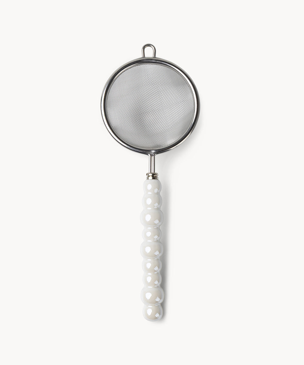 Pearly rvs theezeef | Wit | 20 cm