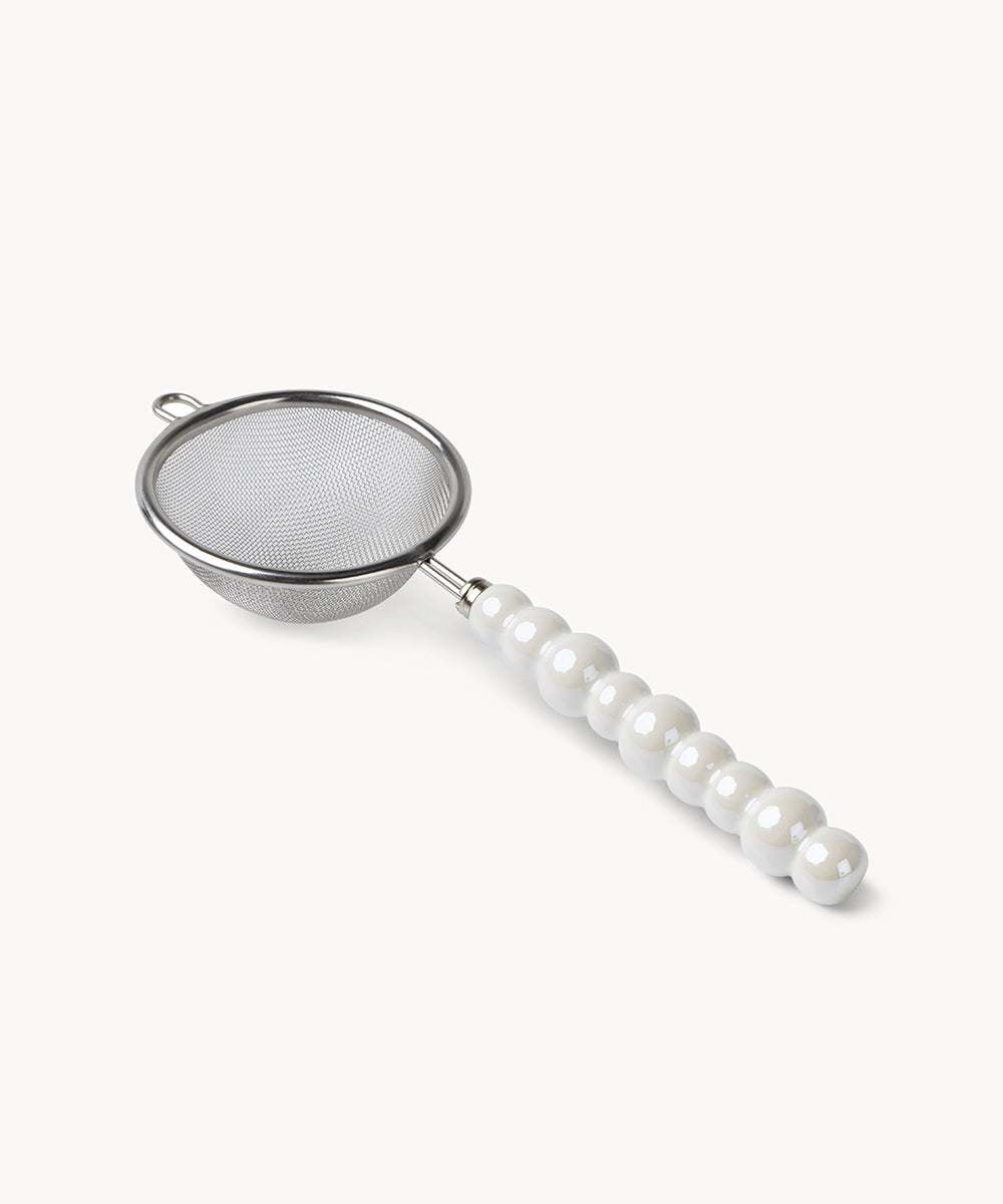 Pearly rvs theezeef | Wit | 20 cm