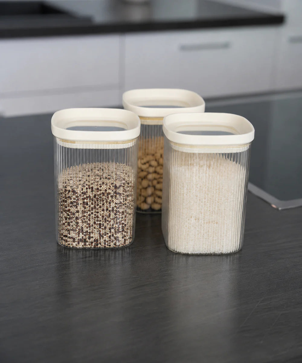 Quadro Stripe Geribbelde Glazen Voorraadpot 1000 ml