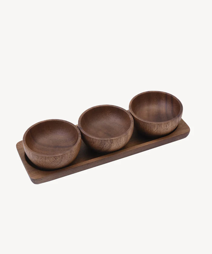 Bedum acaciahouten mini schaaltjes set – 3-delig