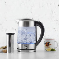 Karaca glazen waterkoker | LED | rvs filter | inox | 1,7 Lt