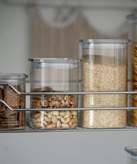 Kare Stripe glazen voorraadpotten set | 16-delig