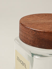 Lilu acacia kruidenpotjes vierkant | incl. etiketten | 6 stuks | 300 ml