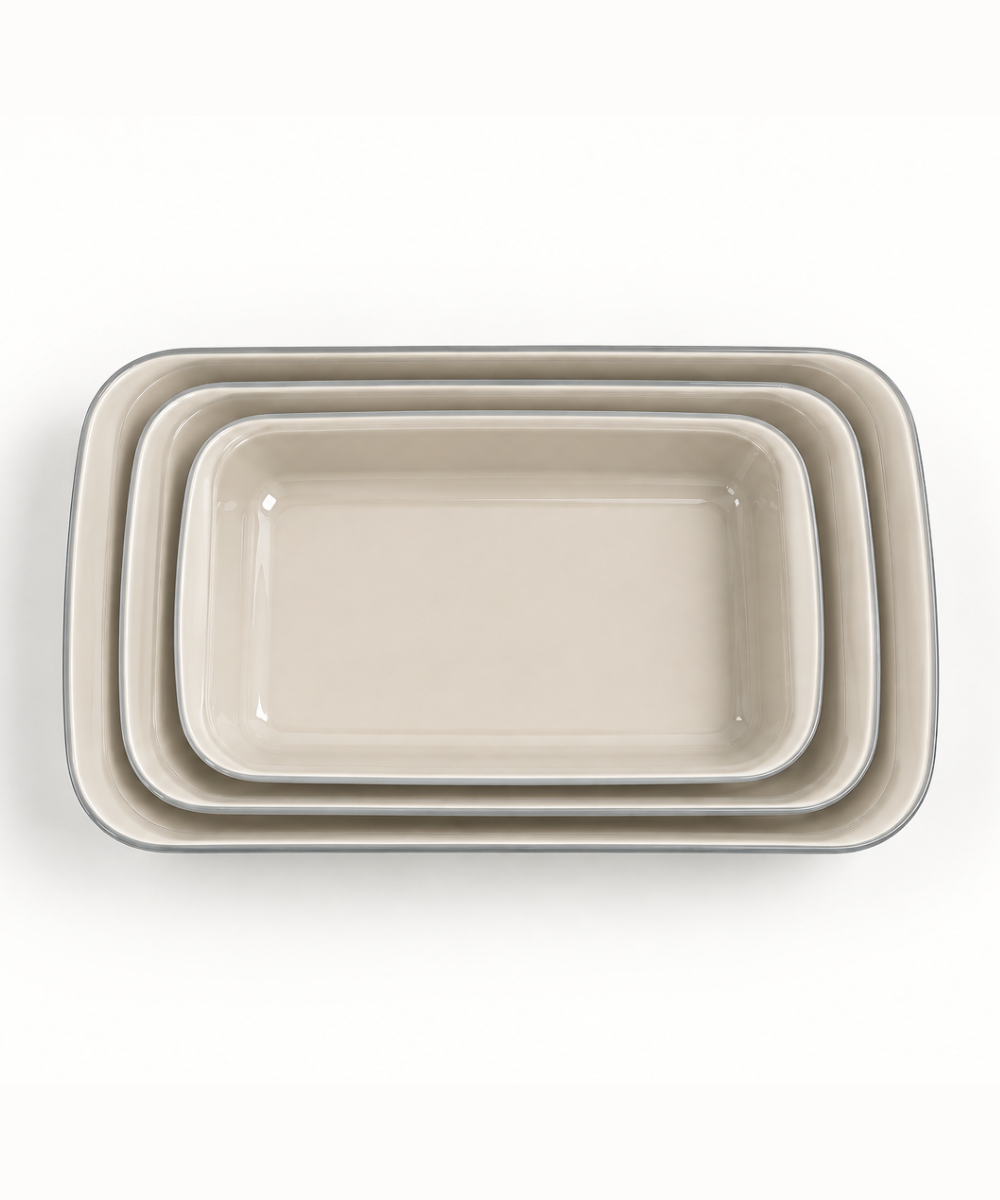 Set van 3 rechthoekige ovenschalen grijs – afbeelding 2