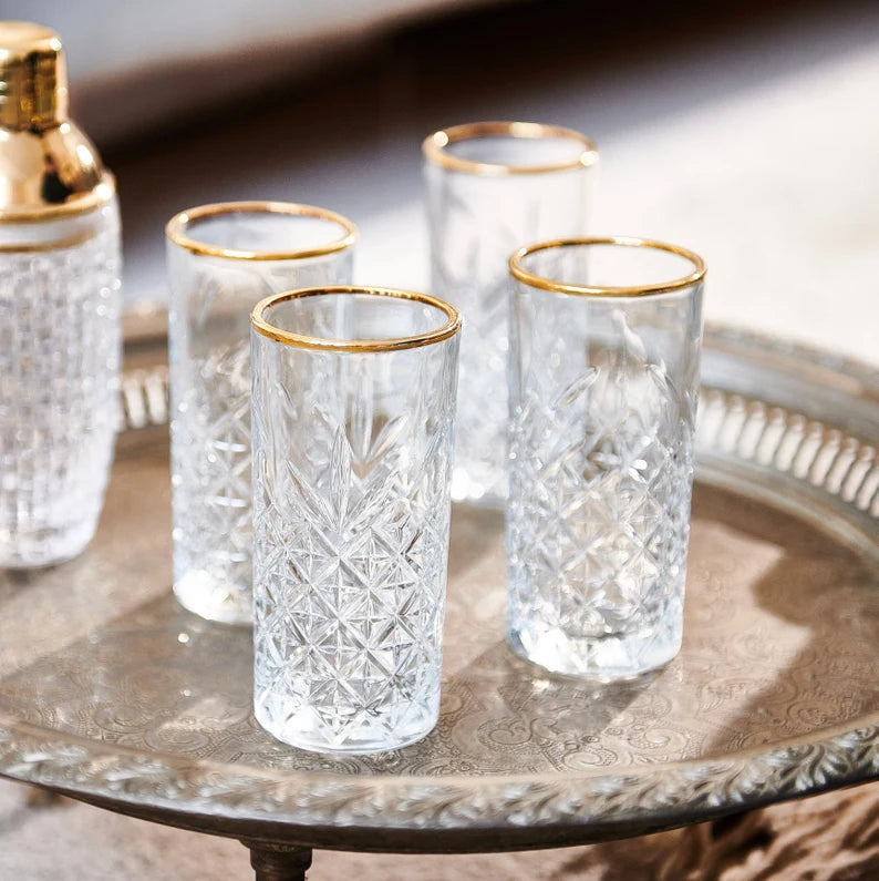 Pasabahce Timeless longdrinkglazen golden touch 4 stuks – 295 cc