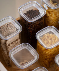 Kare Stripe glazen voorraadpotten set | 16-delig