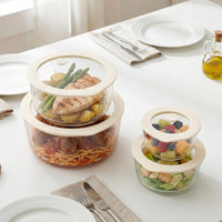 Glazen Vershouddoos met Luchtventiel – Borosilicaatglas BPA-vrij Beige-transparant
