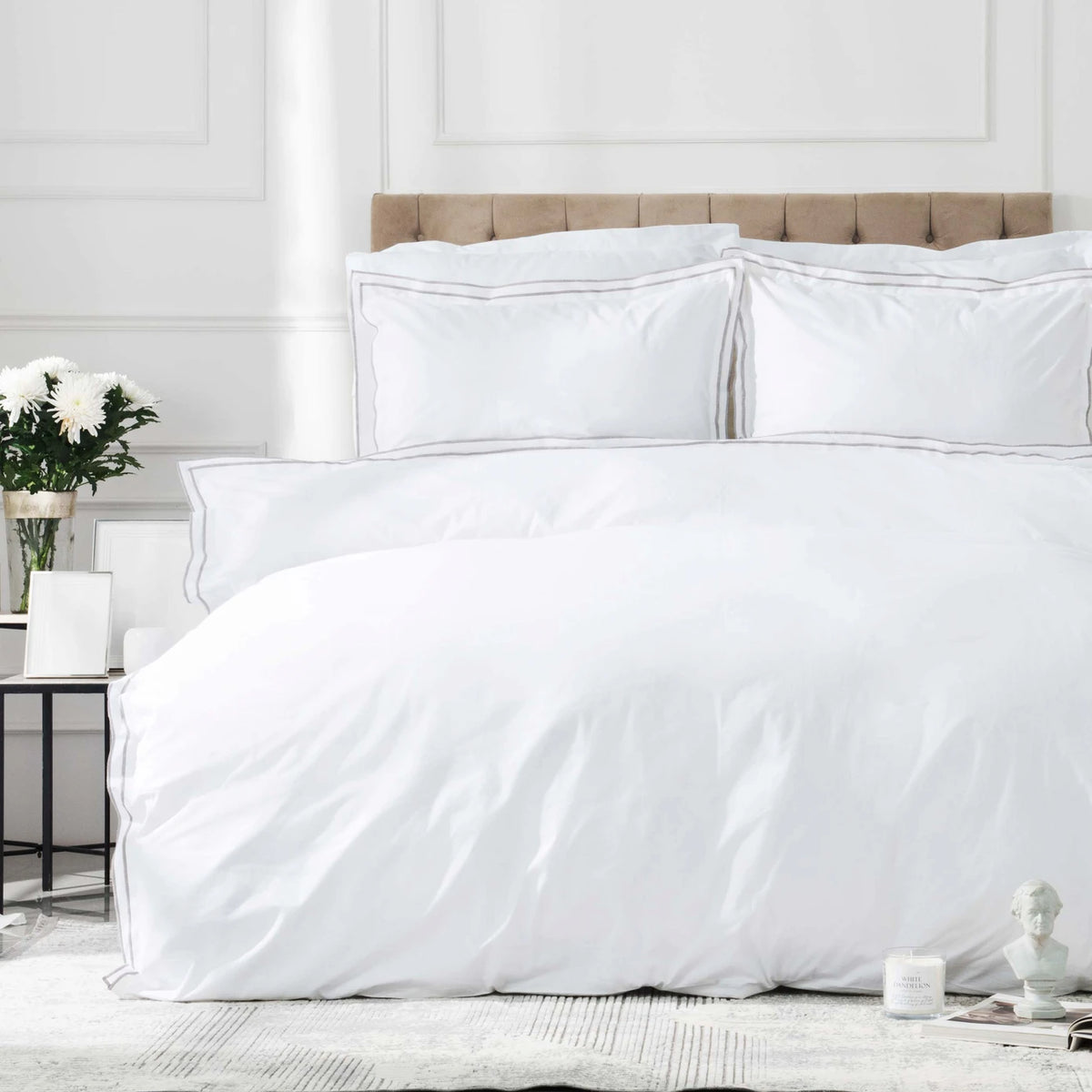 Karaca Home White Collection Victoria tweepersoons dekbedovertrekset | Grijs