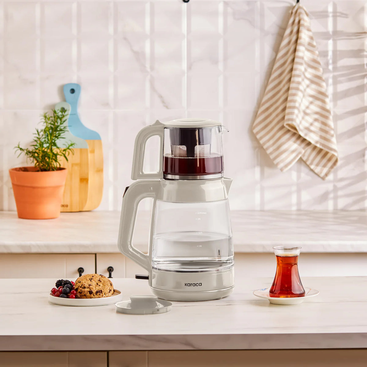 Karaca Glass Tea XL 2-in-1 Glazen Theemachine & Waterkoker | Starlight