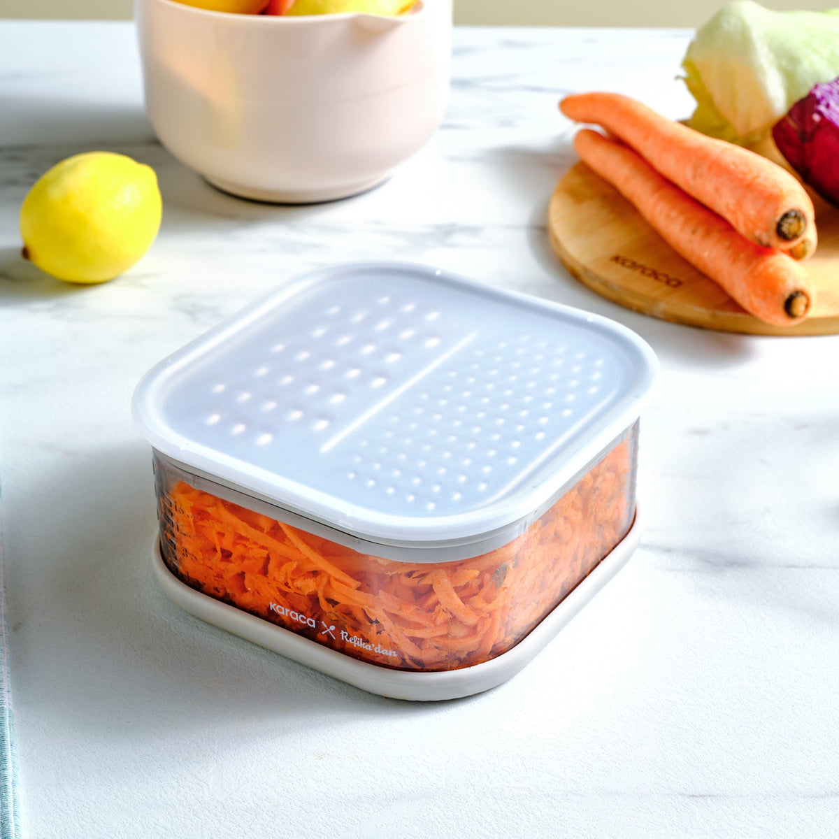 Karaca x Refika Gadgets Bewaarbakje met Rasp 500ml, Grijs