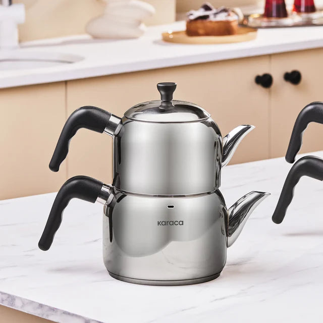 Karaca Nero rvs theepot middelgroot