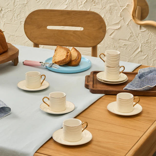 Karaca Ivory 12-delige porseleinen espressokopjes set | 90 ml