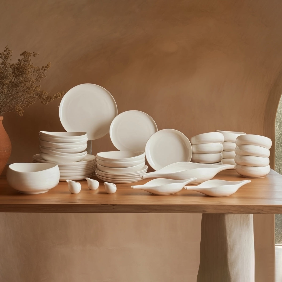 Karaca Earth Collection Clay 55-delige serviesset – wit, 12-persoons