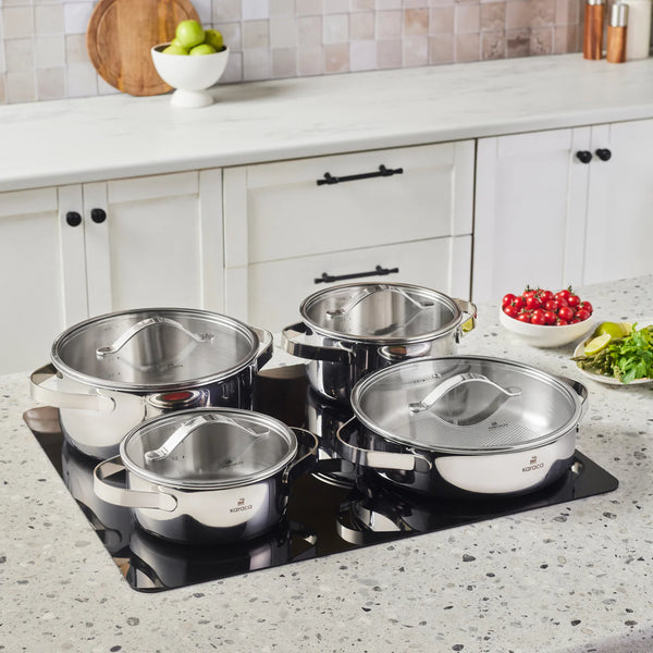 Karaca 3-Ply Culinara Pannenset 8-delig | Stapelbaar | Inductie