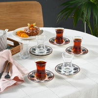 Karaca Nakkas 12-delige Turkse theeset – 6 Personen | 130 ml