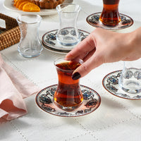 Karaca Nakkas 12-delige Turkse theeset – 6 Personen | 130 ml