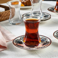Karaca Nakkas 12-delige Turkse theeset – 6 Personen | 130 ml