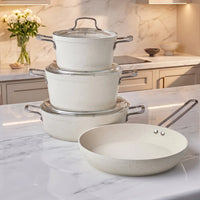 Karaca Granit Whitestone 7-delige Pannenset | Inductie | Wit