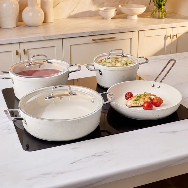Karaca Granit Whitestone 7-delige Pannenset | Inductie | Wit